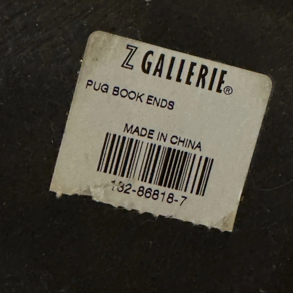 Z Gallerie PUG BOOK END SET OF 2 dogs black and white gallery